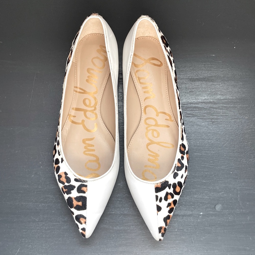Sam Edelman | White / Leopard Flats  | Size 8